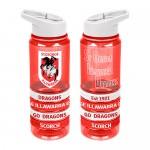 St George Dragons NRL Large Team Logo Tritan Plastic Drink Bottle with Bands