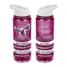 Manly Sea Eagles NRL Large Team Logo Tritan Plastic Drink Bottle with Bands
