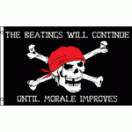 Pirate The Beating will continue until morale improves flag 150x 90cm