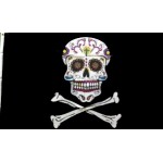 Pirate New Sugar Skull Large Flag