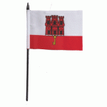 Gibraltar hand held wavers flag on plastic stick 30x45cm