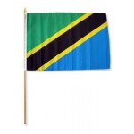 Tanzania hand held wavers flag on plastic stick 30x45cm