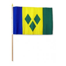 Saint Vincent and the Grenadines hand held wavers flag on plastic stick 30x45cm