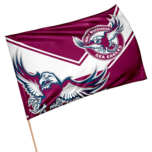 NEW! NRL MANLY SEA-EAGLES FLAG GAME DAY on STICK 90cm x 60cm Official Product 