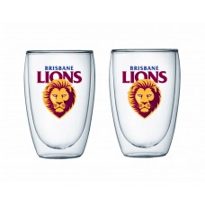 Brisbane Lions AFL Double Wall coffee Glass 2PK