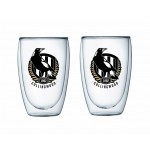 Collingwood Magpies 2PK , AFL Double Wall coffee Glass