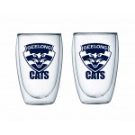 Geelong Cats 2PK , AFL Double Wall coffee Glass