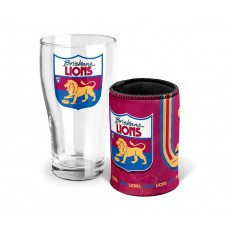 Brisbane Lions AFL Heritage Pint Glass and Can Cooler 