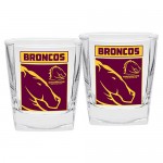 Brisbane Broncos NRL logo Design full colour Spirit Glasses value 2 per set