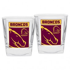 Brisbane Broncos NRL logo Design full colour Spirit Glasses value 2 per set