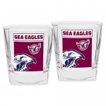 Manly Sea Eagles NRL logo Design full colour Spirit Glasses value 2 per set