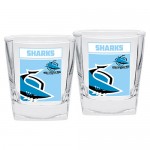 Cronulla Sharks NRL logo Design full colour Spirit Glasses value 2 per set